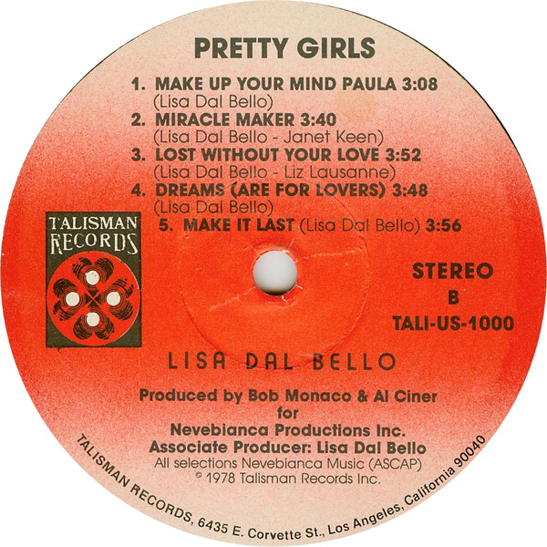 Lisa Dal Bello - Pretty Girls | Talisman Records (TALI-US-1000) - 4