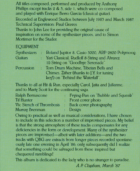 Anthony Phillips - Private Parts And Pieces VII: Slow Waves, Soft Stars | Audion Recording Co (SYN 308) - 3 Anthony Phillips - Private Parts And Pieces VII: Slow Waves, Soft Stars | Audion Recording Co (SYN 308) - 3