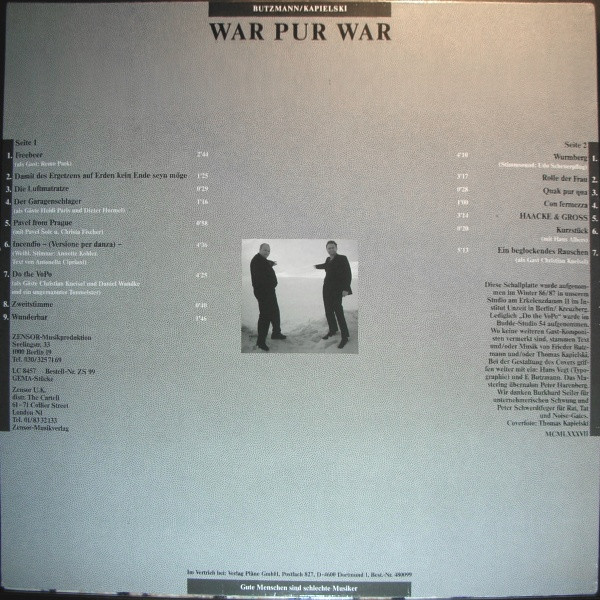Frieder Butzmann / Thomas Kapielski - War Pur War | Zensor (Zensor ZS 99) - 2