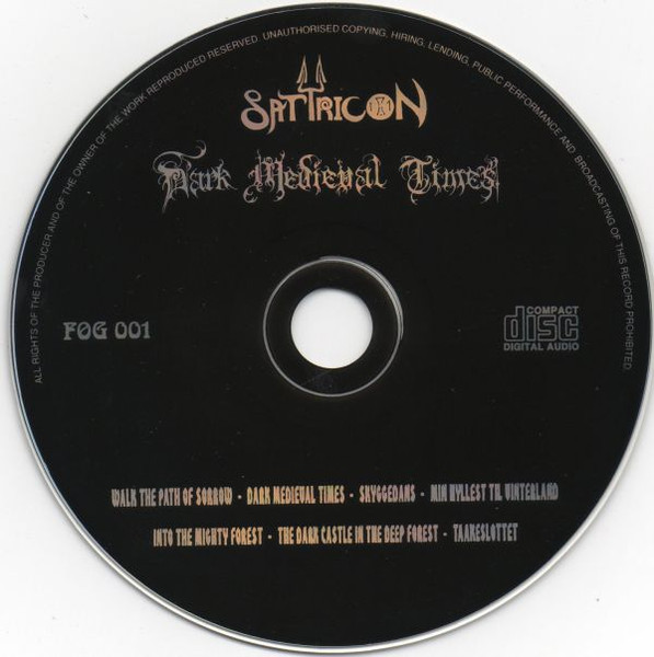 Satyricon - Dark Medieval Times CD | Moonfog Productions (FOG 001) - 3 Satyricon - Dark Medieval Times CD | Moonfog Productions (FOG 001) - 3