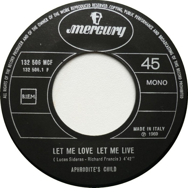 Aphrodite's Child - Let Me Love Let Me Live / Marie Jolie | Mercury (MCF 132506) - 3