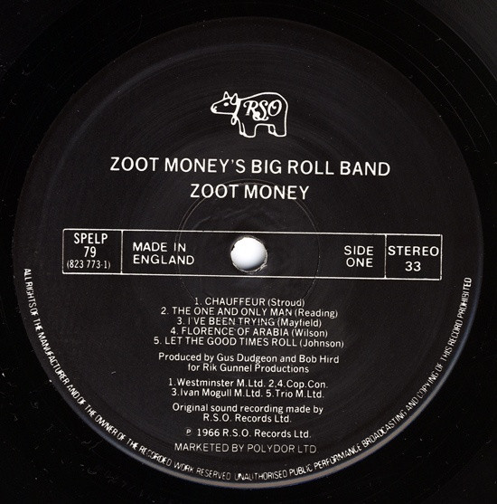 Zoot Money's Big Roll Band - Zoot! | RSO (SPELP 79) - 2
