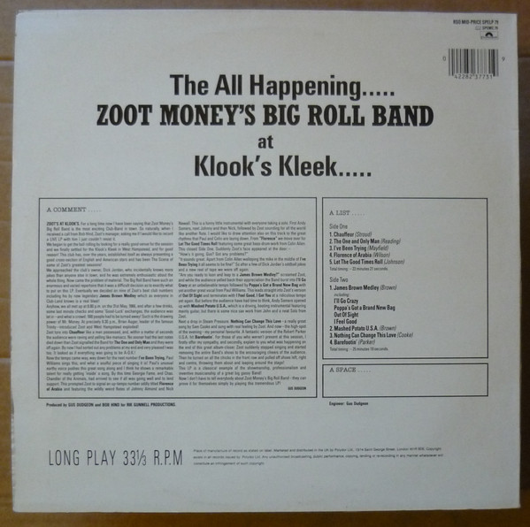 Zoot Money's Big Roll Band - Zoot! | RSO (SPELP 79) - 4