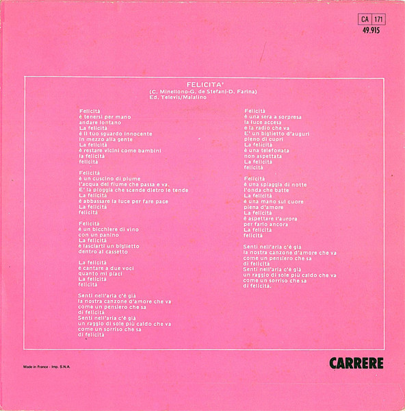 Al Bano & Romina Power - Felicità | Baby Records (49.915) - 2 Al Bano & Romina Power - Felicità | Baby Records (49.915) - 2