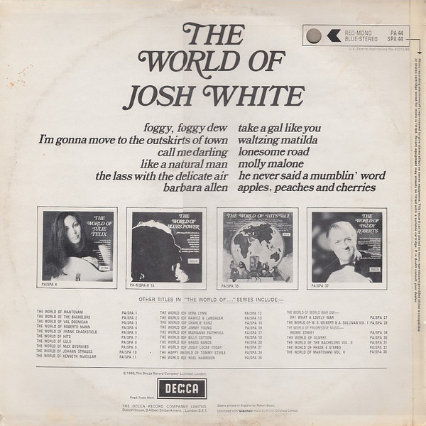Josh White - The World Of Josh White | Decca (SPA 44) - 2 Josh White - The World Of Josh White | Decca (SPA 44) - 2
