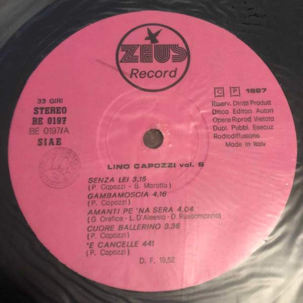 Lino Capozzi - Senza Lei | Zeus Record (BE 0197) - 3