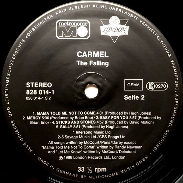 Carmel - The Falling | Metronome (828 014-1) - 3