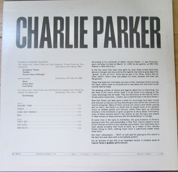 Charlie Parker - At The Cafe Society 1950 | Jazz Historical Recordings (HR-138-EV) - 4 Charlie Parker - At The Cafe Society 1950 | Jazz Historical Recordings (HR-138-EV) - 4