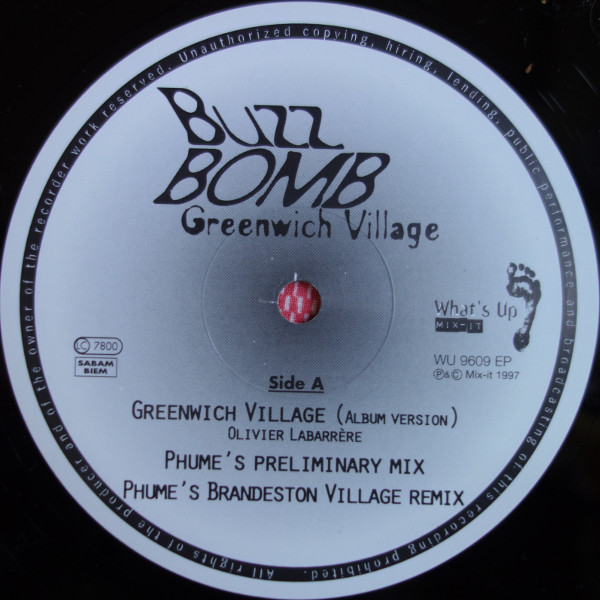 Buzz Bomb - Greenwich Village | What's Up Records (WU 9609 EP) - 3 Buzz Bomb - Greenwich Village | What's Up Records (WU 9609 EP) - 3