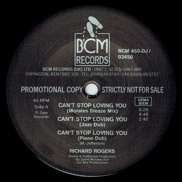 Richard Rogers - Can't Stop Loving You | BCM Records (BCM 450-DJ)