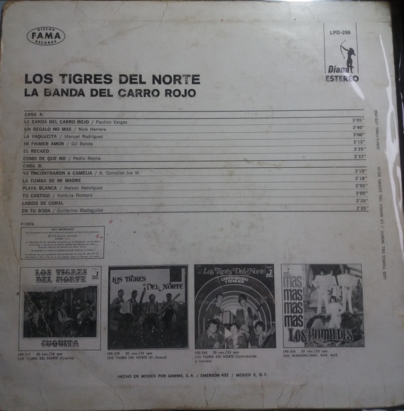 Los Tigres Del Norte - La Banda Del Carro Rojo | Diana (LPD-298) - 2
