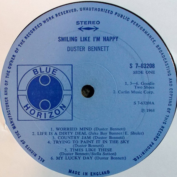 Duster Bennett - Smiling Like I'm Happy | Blue Horizon (S7-63208) - 3