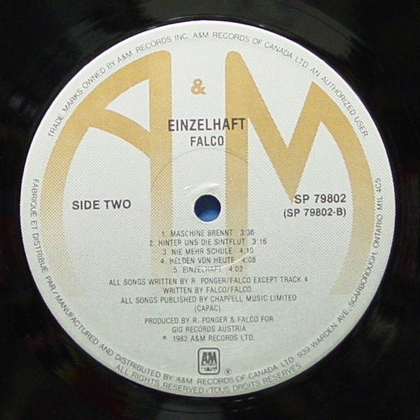 Falco - Einzelhaft | A&M Records (SP 79802) - 4 Falco - Einzelhaft | A&M Records (SP 79802) - 4