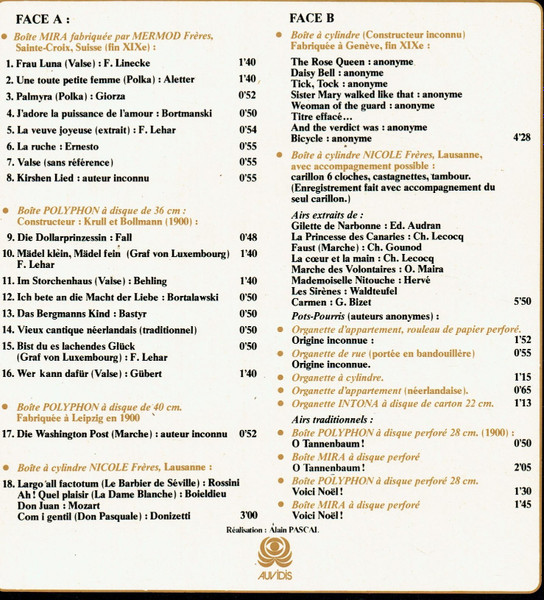 Organettes Et Automates - Retro Melodies Organettes Et Automates | Auvidis (AV 4707) - 4 Organettes Et Automates - Retro Melodies Organettes Et Automates | Auvidis (AV 4707) - 4