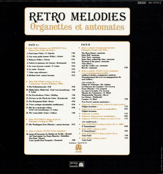 Organettes Et Automates - Retro Melodies Organettes Et Automates | Auvidis (AV 4707) - 3 Organettes Et Automates - Retro Melodies Organettes Et Automates | Auvidis (AV 4707) - 3