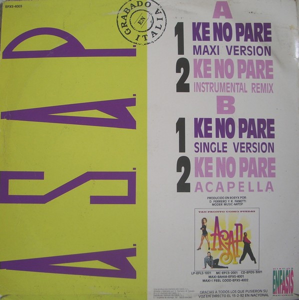 ASAP - Ke No Pare | Enfasis Records (EFXS-4003) - 4