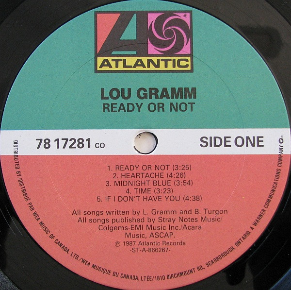 Lou Gramm - Ready Or Not | Atlantic (78 17281) - 3