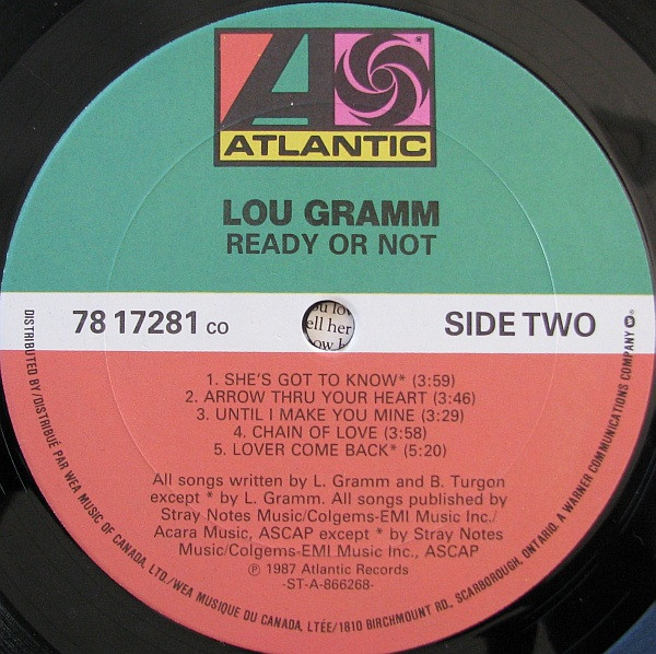 Lou Gramm - Ready Or Not | Atlantic (78 17281) - 4