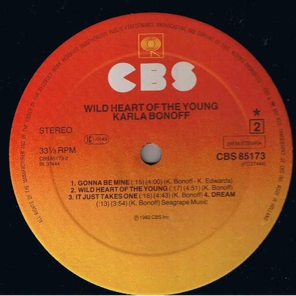 Karla Bonoff - Wild Heart Of The Young | CBS (CBS 85173) - 4