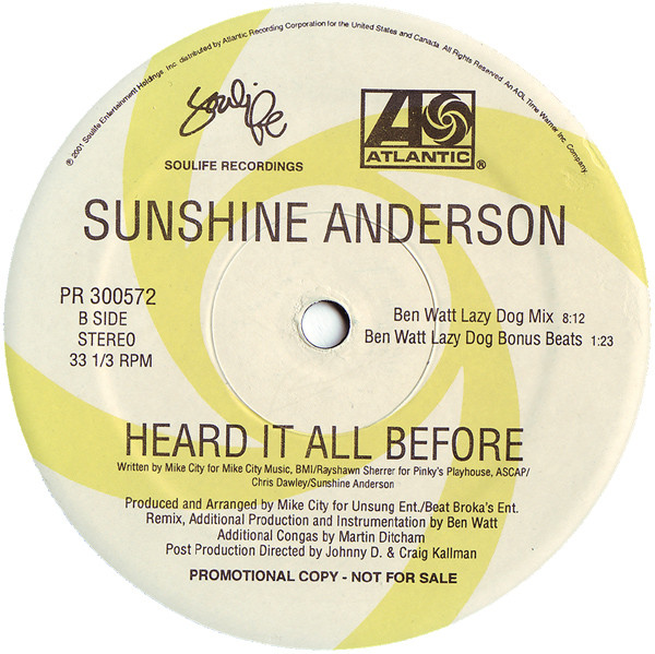 Sunshine Anderson - Heard It All Before (Dance Remixes) | Atlantic (PR 300572) - 4 Sunshine Anderson - Heard It All Before (Dance Remixes) | Atlantic (PR 300572) - 4