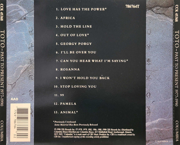 Toto - Past To Present 1977-1990 [CD] | Columbia (CCK 45368) - 2