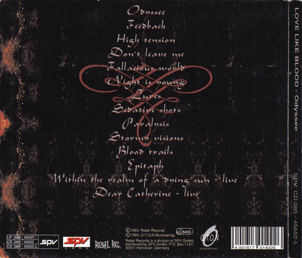 Love Like Blood - Odyssee | Rebel Rec. (SPV CD 085 - 45552-L) - 2