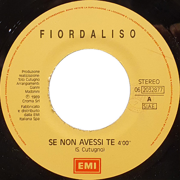 Fiordaliso - Se Non Avessi Te | EMI (06 2032877) - 3