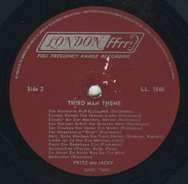Anton Karas and Fritz & Jacky - 3rd Man Theme | London Records (LL 1560) - 4 Anton Karas and Fritz & Jacky - 3rd Man Theme | London Records (LL 1560) - 4