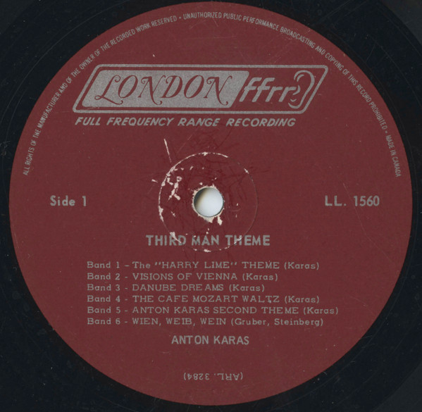 Anton Karas and Fritz & Jacky - 3rd Man Theme | London Records (LL 1560) - 3 Anton Karas and Fritz & Jacky - 3rd Man Theme | London Records (LL 1560) - 3