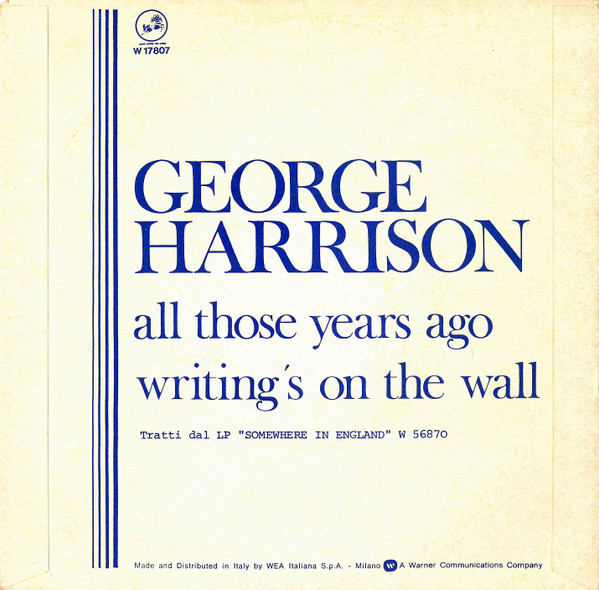 George Harrison - All Those Years Ago | Dark Horse Records (W 17807) - 2