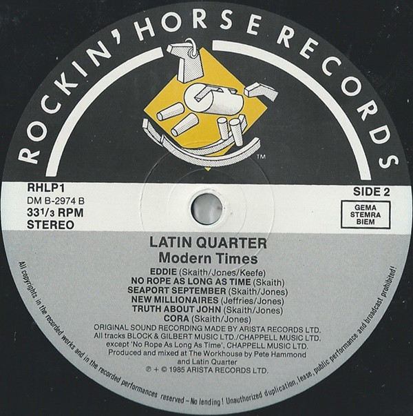 Latin Quarter - Modern Times | Rockin' Horse Records (RHLP 1) - 3 Latin Quarter - Modern Times | Rockin' Horse Records (RHLP 1) - 3