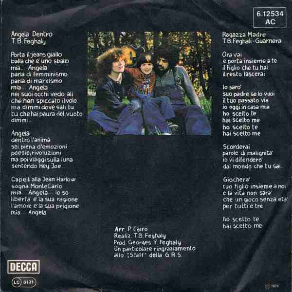 Tony Benn Feghaly - Angela Dentro / Ragazza Madre | Decca (6.12 534) - 2