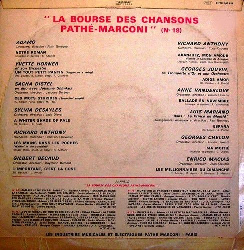 Various - La Bourse Des Chansons N° 18 | La Voix De Son Maître (SHTX 340529) - 2