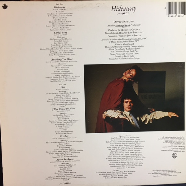 David Sanborn - Hideaway | Warner Bros. Records (QBS 3379) - 2 David Sanborn - Hideaway | Warner Bros. Records (QBS 3379) - 2
