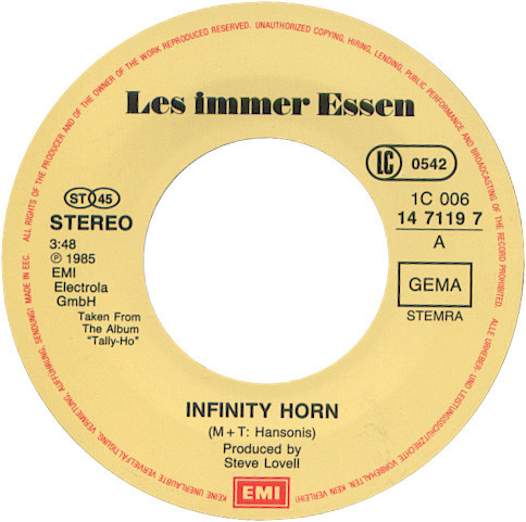 Les Immer Essen - Infinity Horn | EMI (1C 006 14 7119 7) - 3