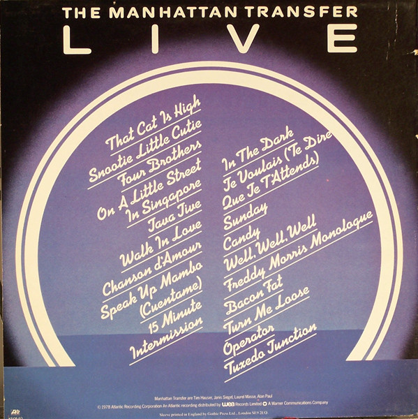 The Manhattan Transfer - Live | Atlantic (K 50540) - 2