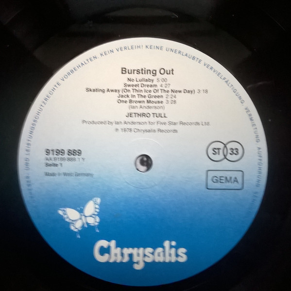 Jethro Tull - Live - Bursting Out | Chrysalis (6641 873) - 3 Jethro Tull - Live - Bursting Out | Chrysalis (6641 873) - 3