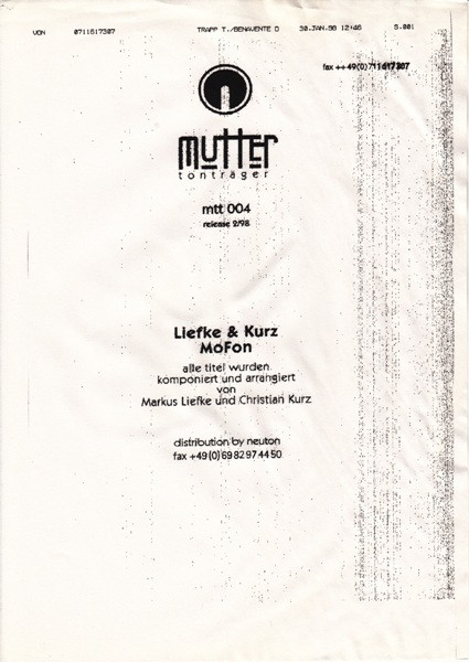 Markus Liefke & Christian Kurz - MoFon | Mutter (mtt 004) - main