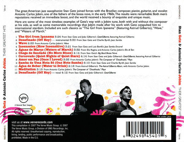 Stan Getz & Antonio Carlos Jobim - Their Greatest Hits | Verve Records (0602498454015) - 2 Stan Getz & Antonio Carlos Jobim - Their Greatest Hits | Verve Records (0602498454015) - 2