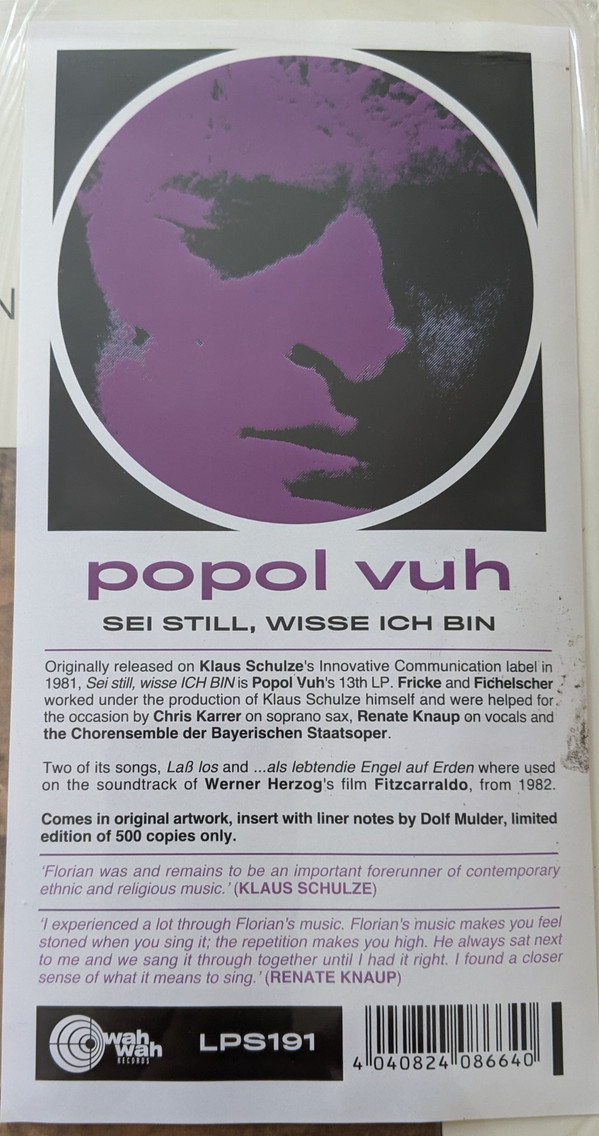 Popol Vuh - Sei Still, Wisse Ich Bin | Wah Wah Records (LPS191) - 3