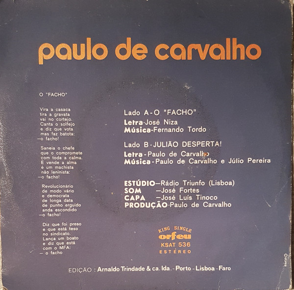 Paulo De Carvalho - O Facho | Orfeu (KSAT 536) - 2