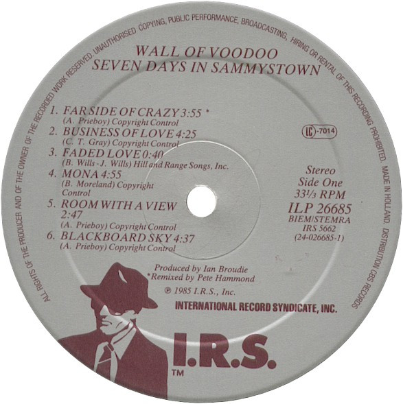 Wall Of Voodoo - Seven Days In Sammystown | I.R.S. Records (ILP 26685) - 3