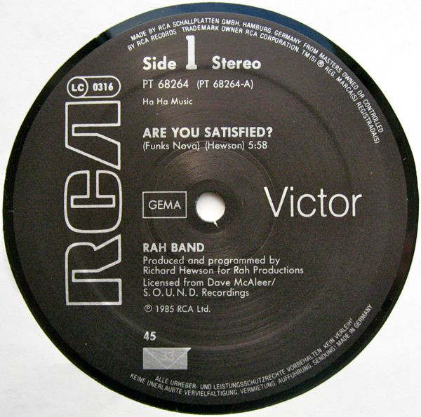 RAH Band - Are You Satisfied (Funka Nova) | RCA (PT 68264) - 4 RAH Band - Are You Satisfied (Funka Nova) | RCA (PT 68264) - 4