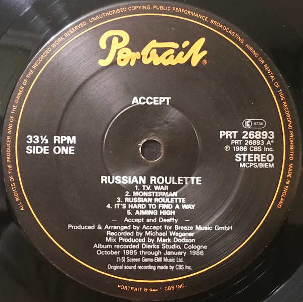 Accept - Russian Roulette | Portrait (PRT 26893) - 3