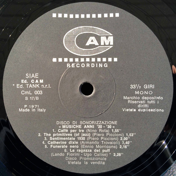 Various - Musiche Degli Anni 1920-1930 (Music Of The Twenties) | CAM (CmL 003) - 4 Various - Musiche Degli Anni 1920-1930 (Music Of The Twenties) | CAM (CmL 003) - 4