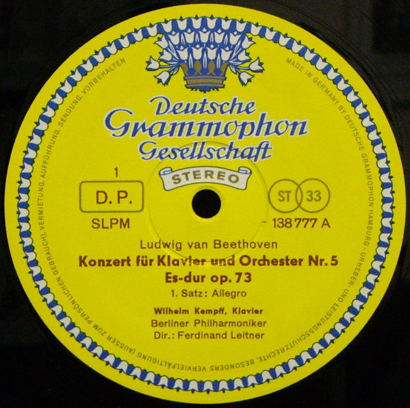 Ludwig van Beethoven , Wilhelm Kempff , Berliner Philharmoniker · Ferdinand Leitner - Klavierkonzert Nr. 5 Es-dur | Deutsche Grammophon (138 777 SLPM) - 3