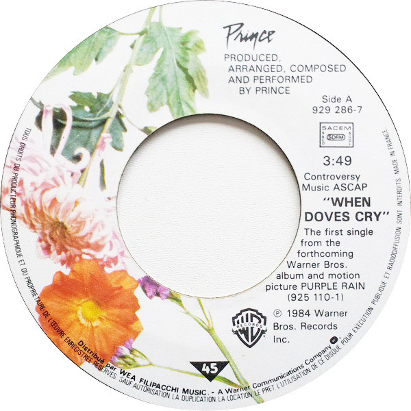 Prince - When Doves Cry | Warner Bros. Records (929 286-7) - 3