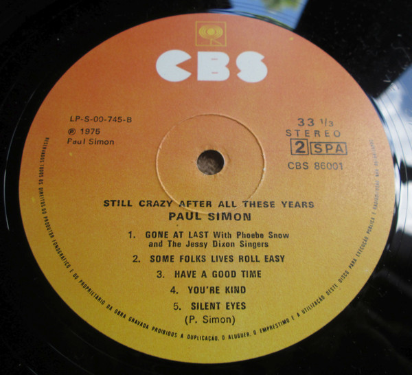 Paul Simon - Still Crazy After All These Years | CBS (CBS-S-86001) - main