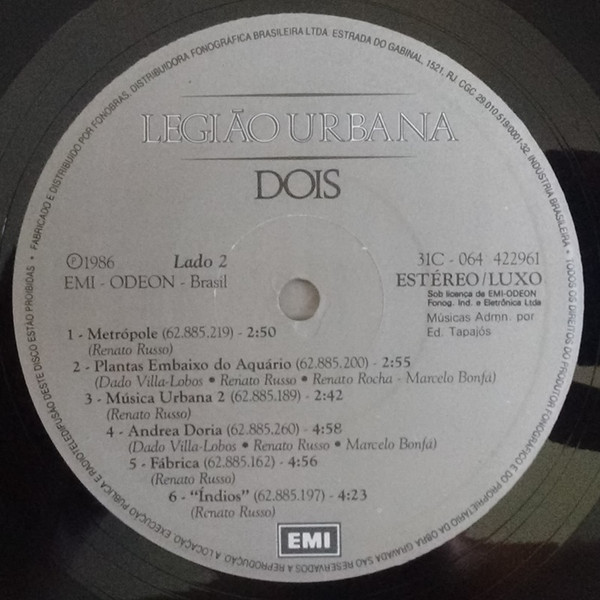 Legião Urbana - Dois | EMI (31C 064 422961) - 4