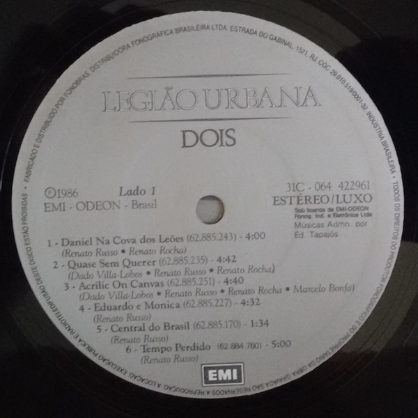 Legião Urbana - Dois | EMI (31C 064 422961) - 3